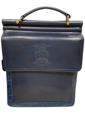 Bellerose Navy Blue Leather Top-Handle Handbag